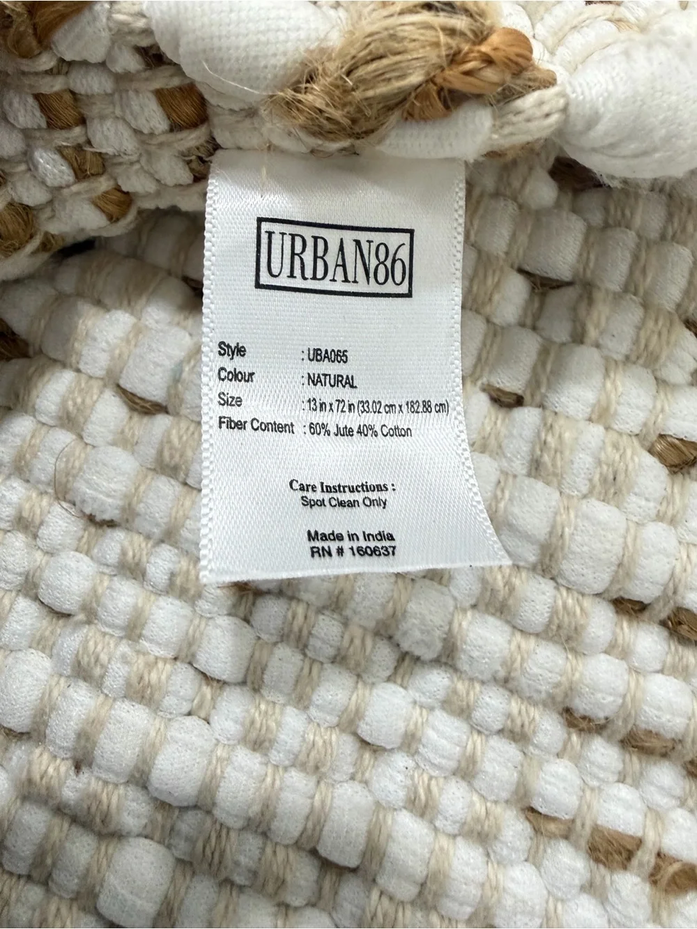 Urban Outfitters Cream and Tan Waffle Fringe Throw. Made in India